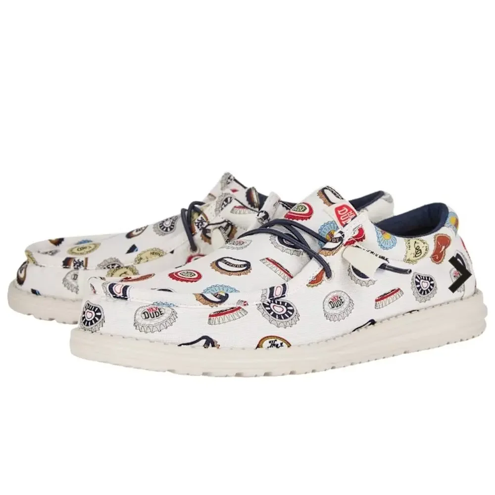 Hey Dude Men Walley Spring Breaker Beer White Slip On Sneakers